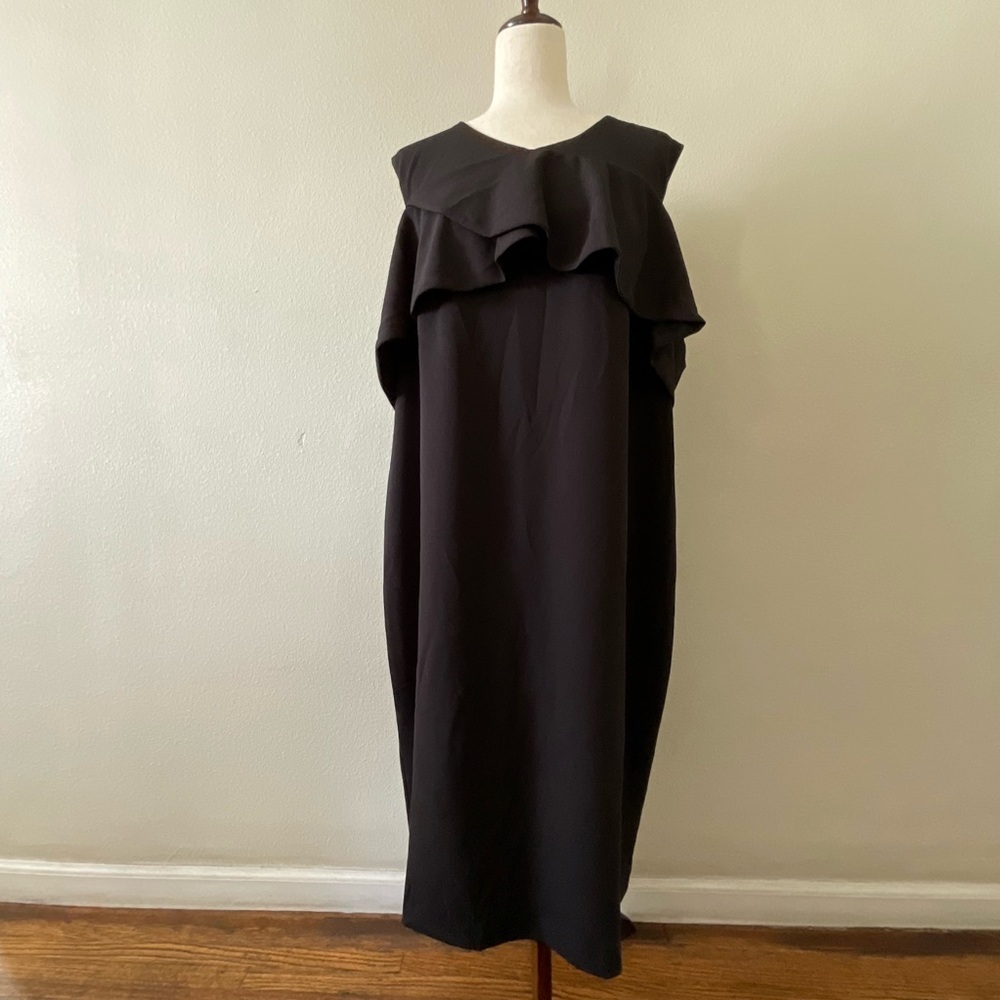 Rachel Roy Jolie Cold Shoulder Crepe Sheath Plus Size Dress Size 22W Black NWOT